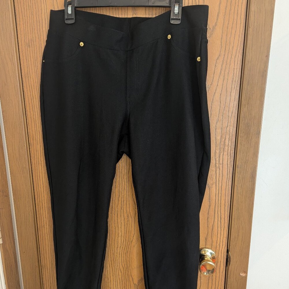 Michael Kors Stretch Jeggings Black with Gold Tone Accents-Size 1X